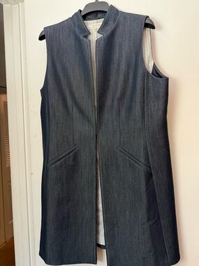 Tahari  Dark Indigo Sleeveless Long Vest